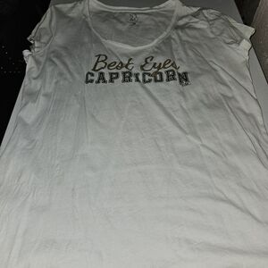 New York & Company White 'Best Eyes Capricorn' Scoop Neck Tee